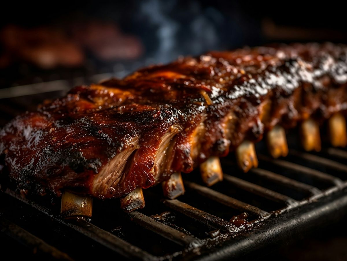 Revben med BBQ-rub på grill